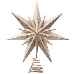 Déco Sapin de Noël Cimier Etoile double dorée pailletée - Feeric Christmas (-) Dimensions : L. 25 x P. 6 x H. 30 cm - Matière ...