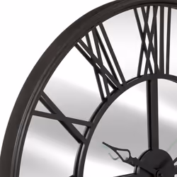 Horloge "Dario", verre et métal, noir, D70 cm