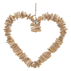 Déco murale "Coeur", métal et hêtre, H35 cm