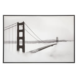 Toile imprimée "Billy", bois, noir et blanc, 60x90 cm