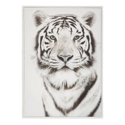 Toile imprimée "Tigre", bois, noir et blanc, 50x70 cm