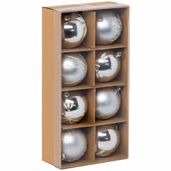 Déco de sapin Lot de 8 Boules de Noël D 8 cm - Argent et Blanc - Feeric Christmas (-) Dimensions : D. 8 cm - Lot de 8 Boules ...