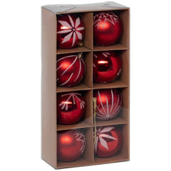 Déco de sapin Lot de 8 Boules de Noël d 8 cm - Rouge et Blanc - Feeric Christmas