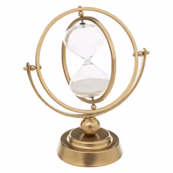 Sablier déco "Bota", métal et verre, doré, H23 cm