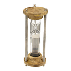 Sablier déco "Rana", manguier et verre, H25 cm