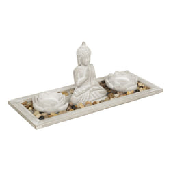 Jardin zen "Padmavati", ciment et bois, gris, 33x14 cm