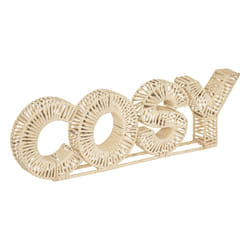 Mot déco "Cosy", rotin et métal, H20 cm