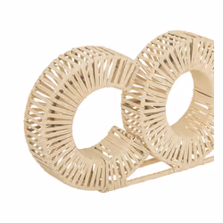 Mot déco "Cosy", rotin et métal, H20 cm
