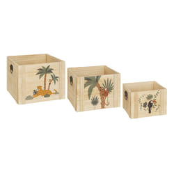 Set de 3 cagettes enfant "Jungle", bois