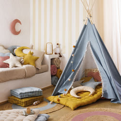 Tipi enfant "Wapi", coton et peuplier, bleu