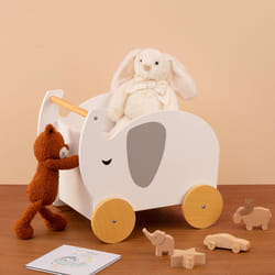 Chariot enfant "Éléphant", bois, blanc, 35x39 cm