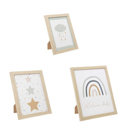 Set de 3 cadres photos bébé, bois et verre