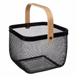 Corbeille à fruits - Non spécifié - Panier à légumes - Anse en bois - Métal noir - Dimensions 257 cm