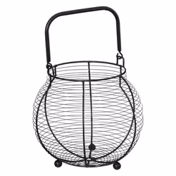 Panier de Rangement 55 Œufs Métal 23cm Noir
