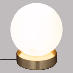 Lampe boule "Dris", verre et métal, blanc, H16 cm