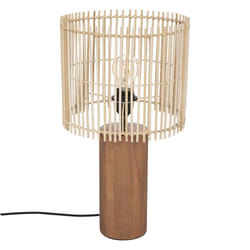 Lampe "Davys", bambou et pin, marron, H48 cm