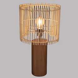Lampe "Davys", bambou et pin, marron, H48 cm