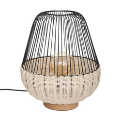 Lampe "Anea", métal et hêtre, noir, H35,5 cm