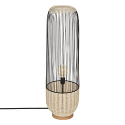 Lampadaire "Anea", métal et bois, noir, H95 cm