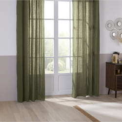 Rideau en lin vert kaki 130x260 cm "Linah"
