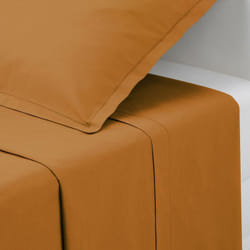 Drap plat Carina en coton 240x290cm jaune cumin Atmosphera créateur d'intérieur