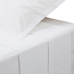 Drap plat, percale, blanc, 240x290 cm