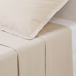 Drap plat, percale, beige, 240x290 cm