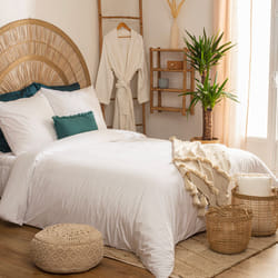 Parure de lit, percale, blanc, 240x260 cm