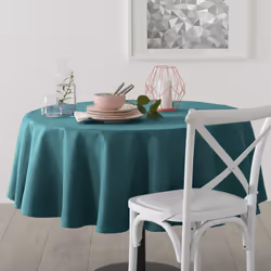 Nappe ronde anti-tache, D180 cm, bleu canard