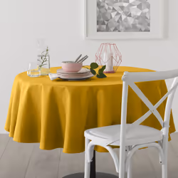Nappe ronde anti-tache, D180 cm, jaune ocre