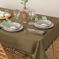 Nappe "Maha" en coton vert kaki 250x150 cm