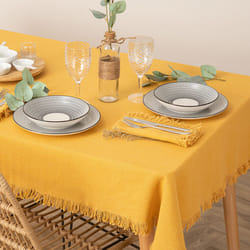 Nappe "Maha", coton, jaune ocre, 250x150 cm