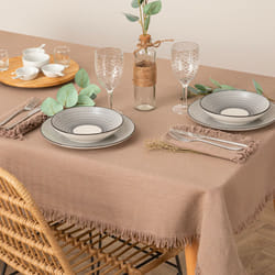 Nappe "Maha", coton, gris, 250x150 cm
