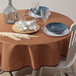 Nappe imprimée anti-tache "Luna", rose terracotta, D180 cm