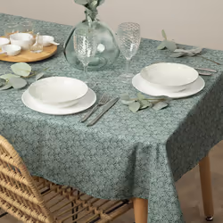 Nappe imprimée anti-tache "Thais", vert, 150x300 cm