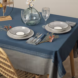 Nappe "Dolly", coton, bleu canard, 250x150 cm