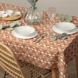 Nappe imprimée anti-tâche "Zelie", rose terracotta, 140x240 cm
