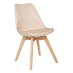 Chaise "Baya", pieds en hêtre, beige