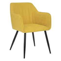 Fauteuil "Visoca", bois et métal, jaune ocre