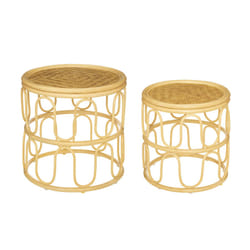 Tables gigognes "Henriette", rotin et bambou