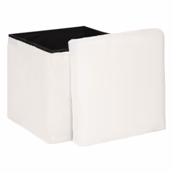 Pouf pliant "Ezzio", bois, blanc