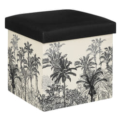 Pouf pliant "Benicio", bois, noir et blanc