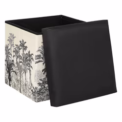 Pouf pliant "Benicio", bois, noir et blanc