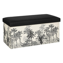 Pouf pliant "Benicio", bois, noir et blanc