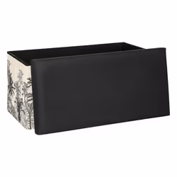 Pouf pliant "Benicio", bois, noir et blanc