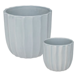 Set de 2 pots "Sea view" bleu gris en céramique