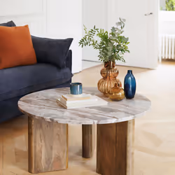 Table basse, marbre et manguier