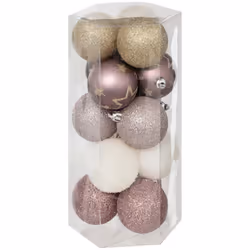 Déco de sapin Lot de 15 Boules de Noël D 5 cm - Rose et Blanc - Feeric Christmas (-) Dimensions : D. 5 cm - 15 Boules assorti ...
