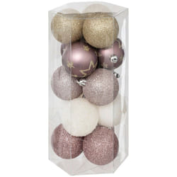 Déco de sapin Lot de 15 Boules de Noël d 5 cm - Rose et Blanc - Feeric Christmas