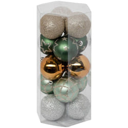 Déco de sapin Lot de 15 Boules de Noël d 5 cm - Vert et Cuivré - Feeric Christmas